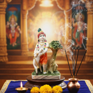 Bhagwan Krishna with Cow Idol